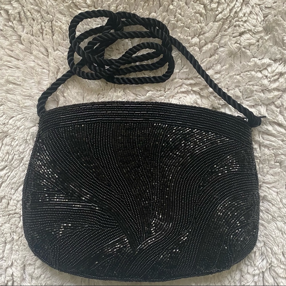 Vintage black beaded evening bag